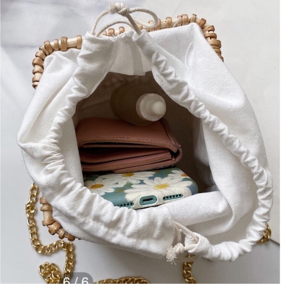 NEW 2-Way Small Rattan Drawstring Bag - Picture 3 of 6